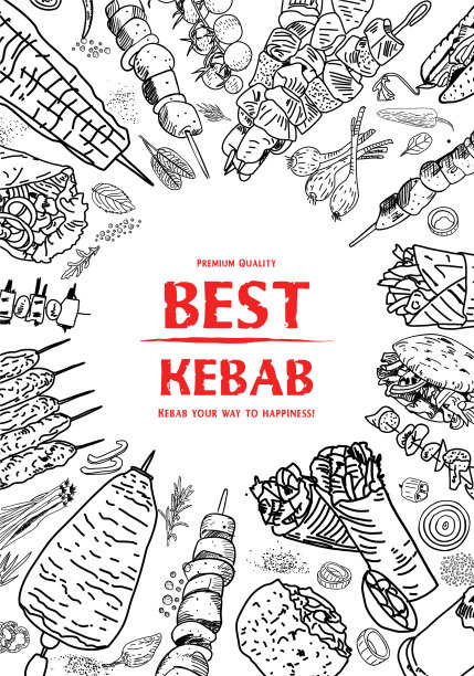 沙瓦玛烹饪和烤羊肉串的食材图片下载