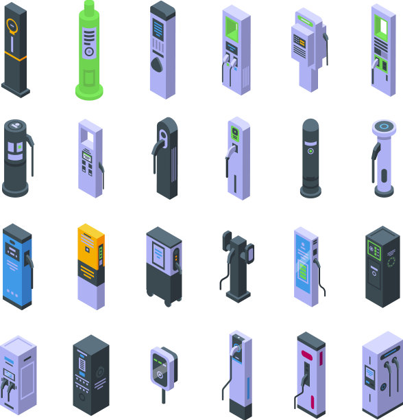 车载充电器图标集等距电动图片下载