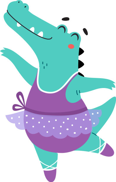 穿着裙子和脚尖跳着有趣的鳄鱼芭蕾舞图片下载