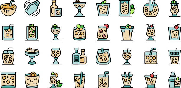 酒精鸡尾酒图标扁平风格图片下载