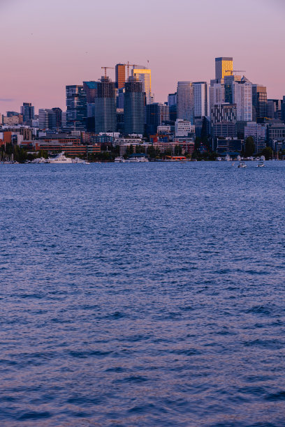 西雅图华盛顿城市地平线日落在湖联合图片下载