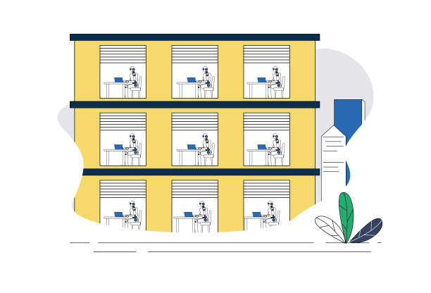 机器人在办公室取代了人类。图片下载