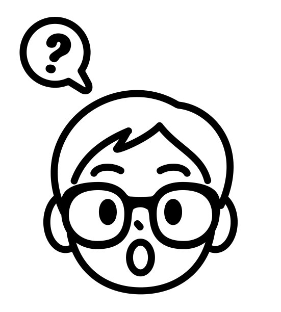 可爱的脸设计，好奇的男孩戴着牛角框眼镜，极简风格，线条艺术，黑白轮廓图片下载