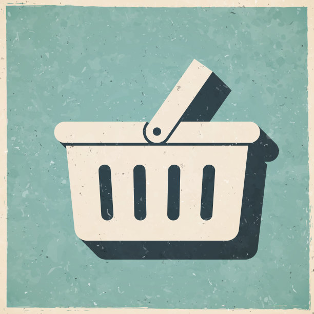 购物篮。图标复古复古风格-旧纹理纸图片下载