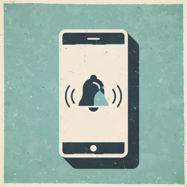 智能手机的铃声-通知。图标复古复古风格-旧纹理纸图片下载