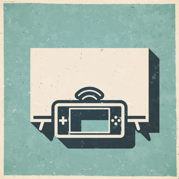 带掌上游戏机的电视。图标复古复古风格-旧纹理纸图片下载