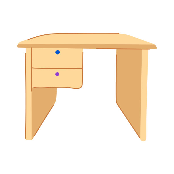 书桌孩子桌子卡通矢量插图图片下载
