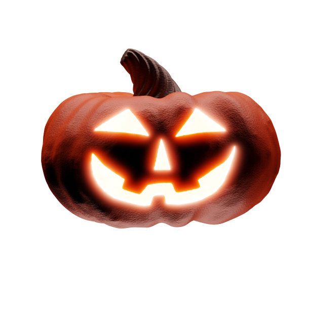 橙色的万圣节笑脸南瓜和浅色的眼睛图片下载