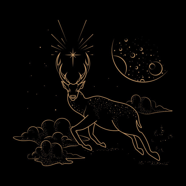 天体神奇动物鹿插图图片下载