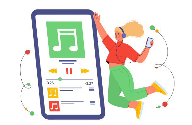 女人听音乐矢量概念图片下载