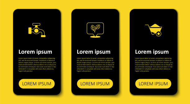 设置手推车，叶片和水龙头。业务信息图表模板。向量图片下载