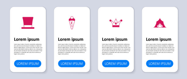 设置马戏团帐篷，小丑帽铃铛，冰淇淋在华夫饼和圆筒。业务信息图表模板。向量图片下载