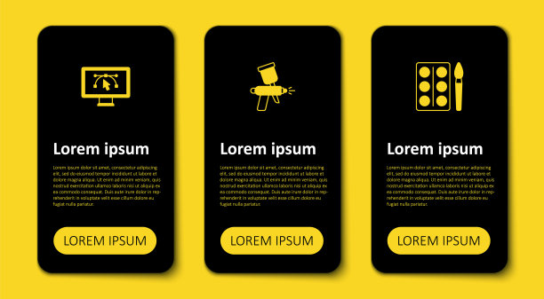 安装水彩颜料盒、喷枪、电脑及设计程序。业务信息图表模板。向量图片下载