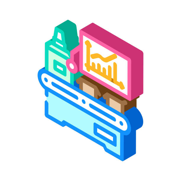 效率改进制造工程师等距图标矢量插图图片下载