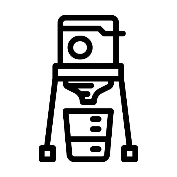 便携式浓缩咖啡机野营线性图标矢量图图片下载