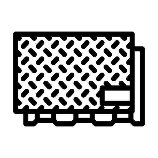 钣金制造工程师线图标矢量插图图片下载