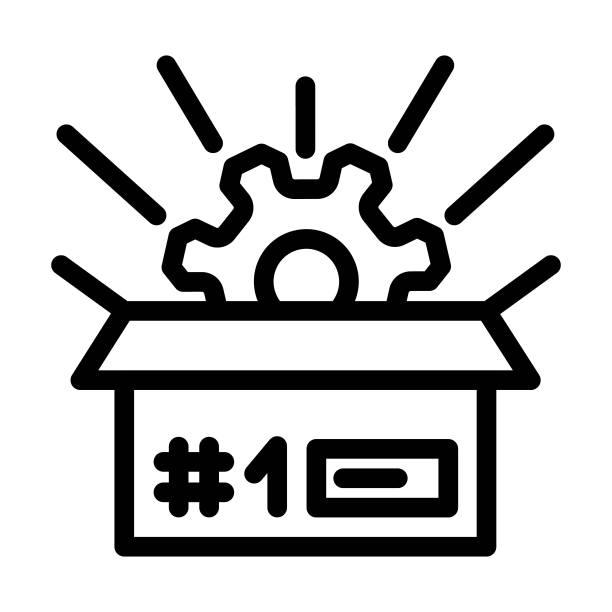 定制制造工程师线图标矢量插图图片下载