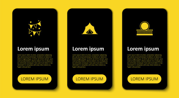 设置过山车，马戏团帐篷，嘉年华花环和旗帜。业务信息图表模板。向量图片下载