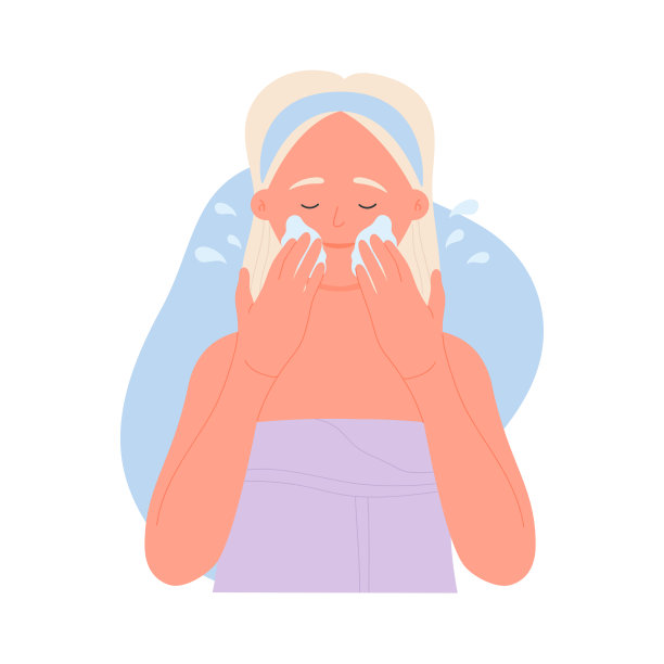 女孩正在洗脸上的面膜图片下载