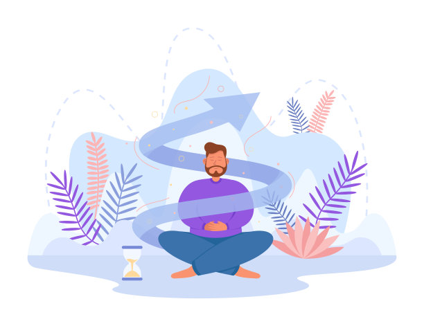 和平的人冥想与沙漏矢量插图图片下载