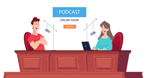 电台主持人。播客显示演讲者坐在录音室里一起谈话图片下载