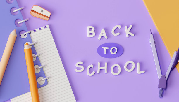 回归学校的教育理念和学习用品。3 d渲染。图片下载