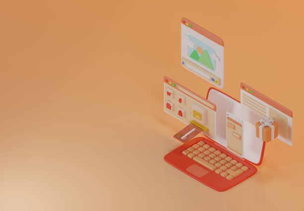 购物在线网站商店概念3d渲染插图桌面为ui ux设计师创建一个设计。图片下载