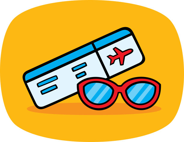 机票太阳镜涂鸦图片下载