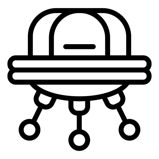 UFO线图标。空间外星人矢量插图孤立的白色。太空船的轮廓样式设计和应用程序。图片下载