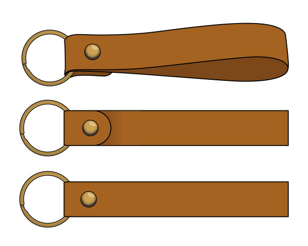 空白皮革钥匙扣模板上的白色背景图片下载
