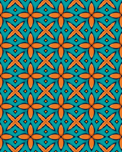 马赛克无缝图案背景对称复古面料纹理装饰设计新潮时尚图片下载