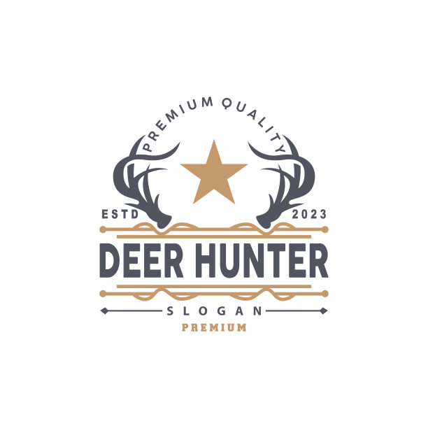 鹿，猎鹿矢量，森林动物设计，鹿角复古复古符号设计图标图片下载