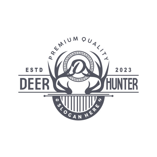 鹿，猎鹿矢量，森林动物设计，鹿角复古复古符号设计图标图片下载