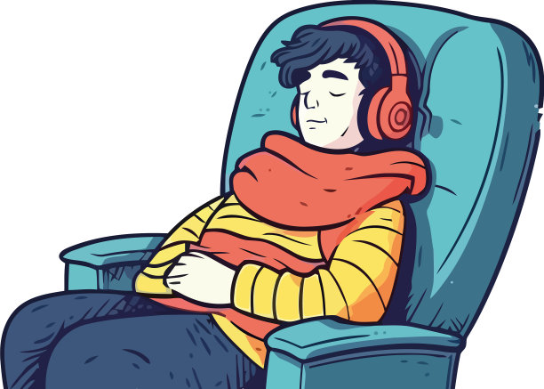 微笑的男人在沙发上放松图片下载