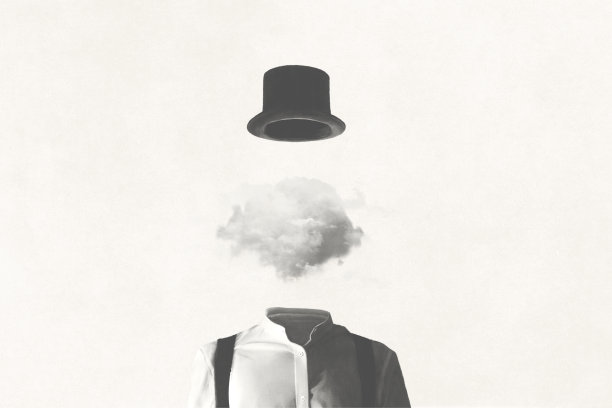 人的插图，头在云，超现实的抽象概念图片下载