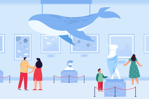 快乐的人参观艺术画廊矢量插图图片下载