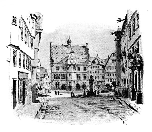 德国马尔堡市政厅所在的市场图片下载