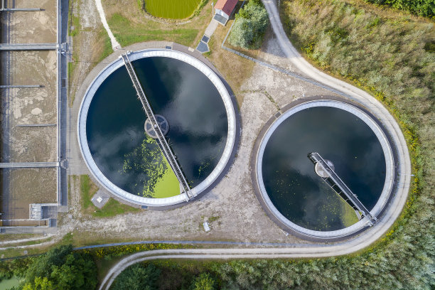 水净化厂鸟瞰图图片下载