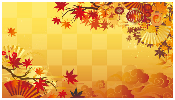 华丽的中国风格的亚洲传统装饰边秋叶图片下载