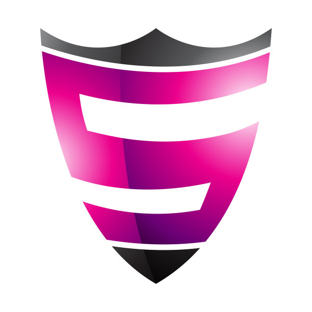 品红色和黑色光泽盾形字母S图标图片下载