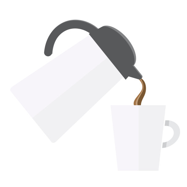 咖啡壶倒入咖啡杯平面设计主题图标图片下载