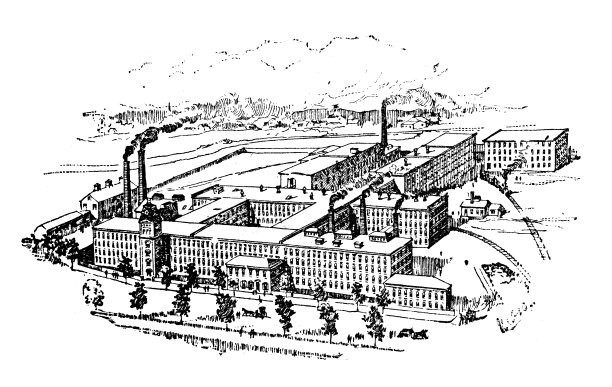 古董插图美国，马萨诸塞州的地标和公司:马尔登，波士顿橡胶鞋公司。图片下载