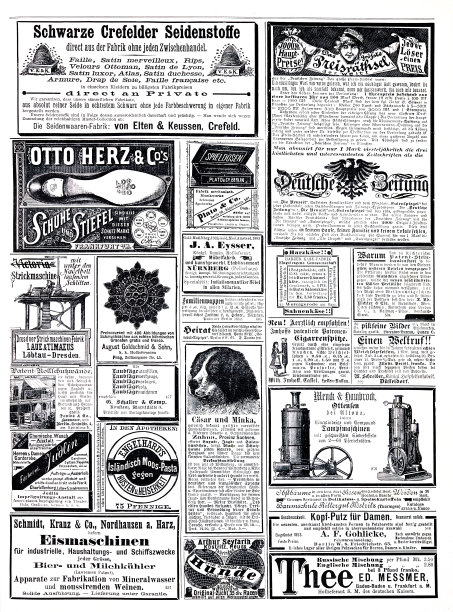 刊登在1887年德国杂志上的广告，包括德国的Messmer tea图片下载
