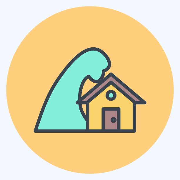 图标风暴袭击房子。适合作为灾难的象征。颜色风格交配。简单的设计可编辑。设计模板向量。简单的符号说明图片下载