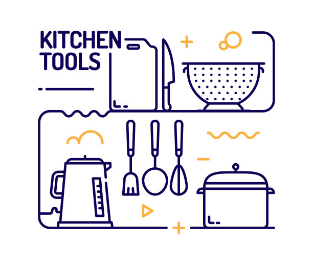 厨房工具概念，线风格矢量插图图片下载