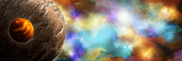 来自外太空的未知行星。空间星云。宇宙星团。外太空背景。三维演示图片下载