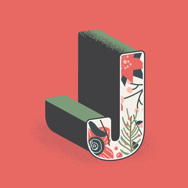 圣诞装饰字母J设计图片下载