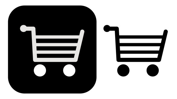 黑色和白色购物车图标图片下载