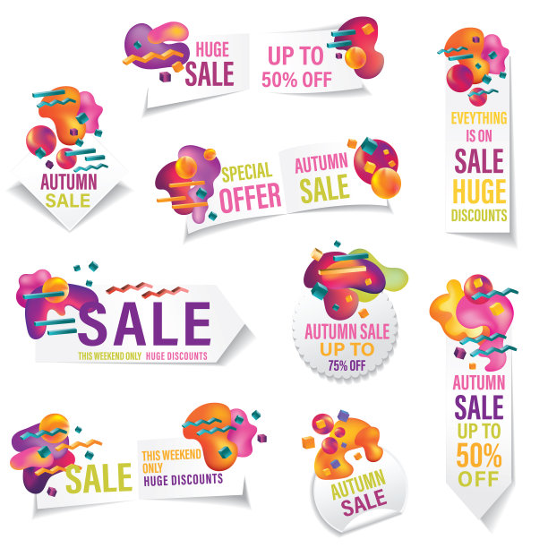 流体设计销售商店横幅贴纸图片下载