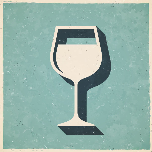酒杯。复古风格的图标-旧的纹理纸图片下载